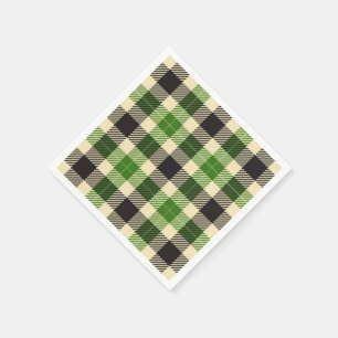 Serviettes En Papier Kelly Green et Black Tartan Papier Plaid Napkins