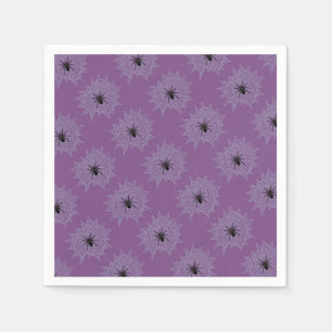 Serviettes En Papier Kreuzspinne im Netz mit Tautropfen wie Perlen