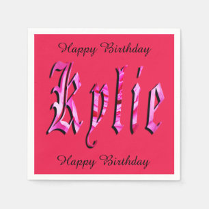 Serviettes En Papier Kylie, Nom, Logo, Papier rose Anniversaire Serviet