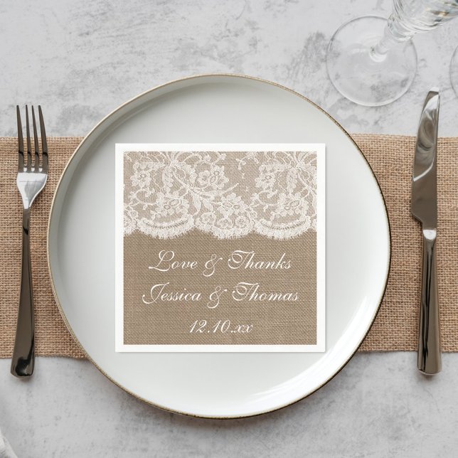 Serviettes En Papier La collection de Mariages Burlap & Lace (Créateur téléchargé)