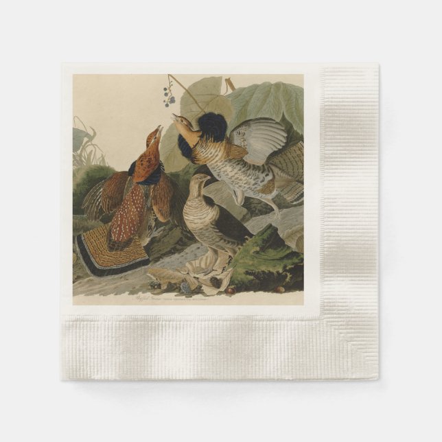 Serviettes En Papier La peinture d'Audubon d'un trio de Grouse Ruffed (Devant)