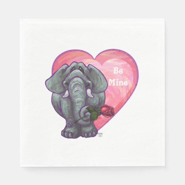 Serviettes En Papier La Saint-Valentin des éléphants (Devant)
