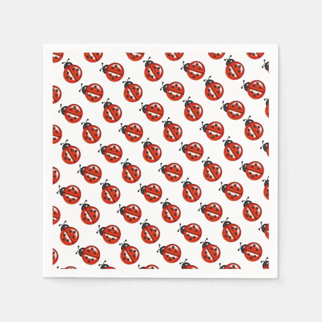 Serviettes en papier Ladybugs rouge et blanc (Devant)