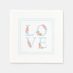 Serviettes En Papier L'amour en Fleur Pastel Alphabet Floral