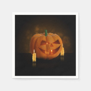 Serviettes En Papier Lanterne Citrouille d'Halloween avec bougies