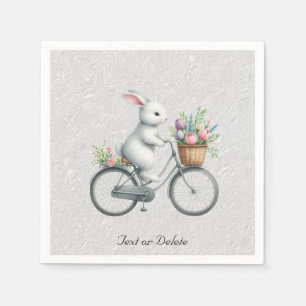 Serviettes en papier Lapin à bicyclette floral