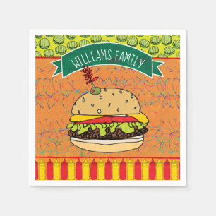Serviettes En Papier Le cheeseburger de BBQ d'été ajoutent le nom