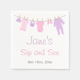 Serviettes En Papier Le rose et le petit Sip pourpre de bébé de