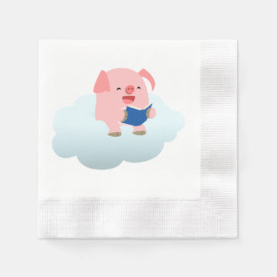 Serviettes En Papier Lecteur de cochon de dessin mignon sur serviettes 