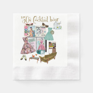 Serviettes En Papier 'les années 50 Cocktail heure serviettes