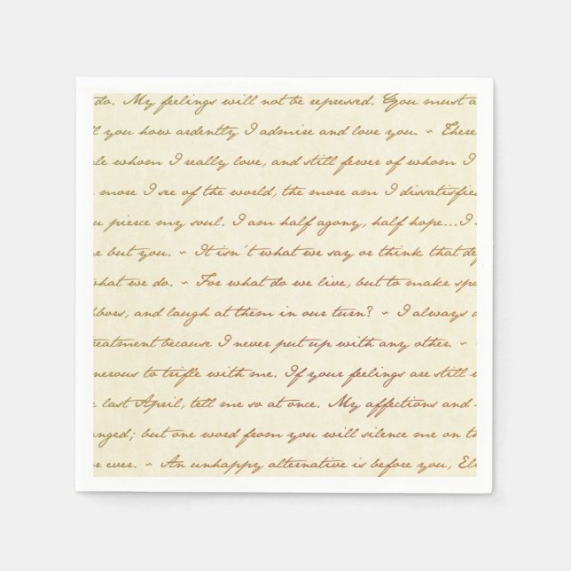 Serviettes En Papier Les meilleures citations de Jane Austen (Devant)