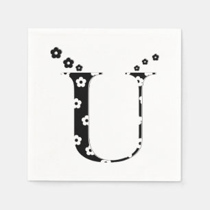 Serviettes En Papier LETTRE Motif Fleur U