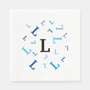 Serviettes en papier (lg) - Lettres bleues mélangé