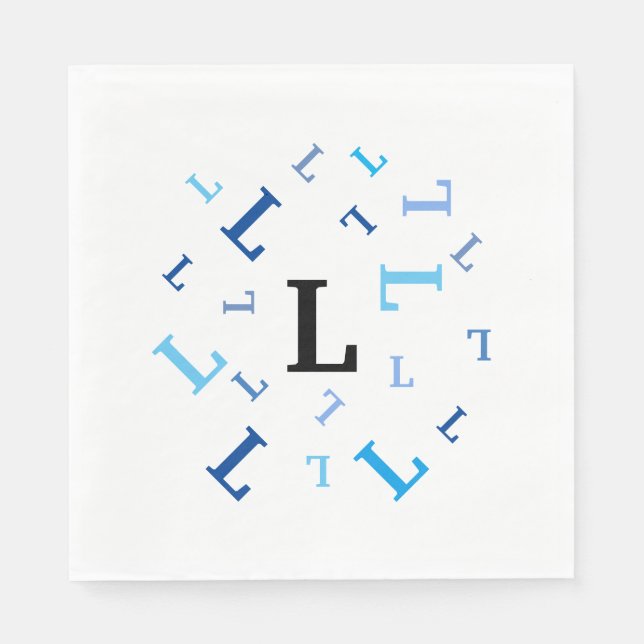 Serviettes en papier (lg) - Lettres bleues mélangé (Devant)