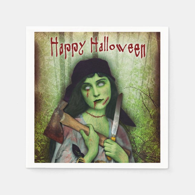 Serviettes En Papier L'horreur d'Halloween (Devant)