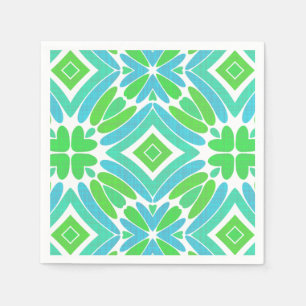 Serviettes En Papier Lime Green Aqua Turquoise Retro Motif Imaginaire