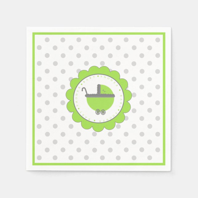 Serviettes En Papier Lime vert et Baby shower gris (Devant)