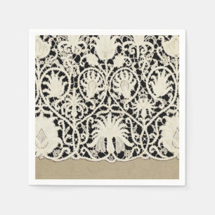 Serviettes En Papier Linge de dentelle mariage blanc classique jolie