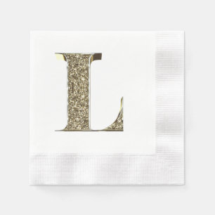 Serviettes En Papier L'initiale décorée d'un monogramme L or de lettr