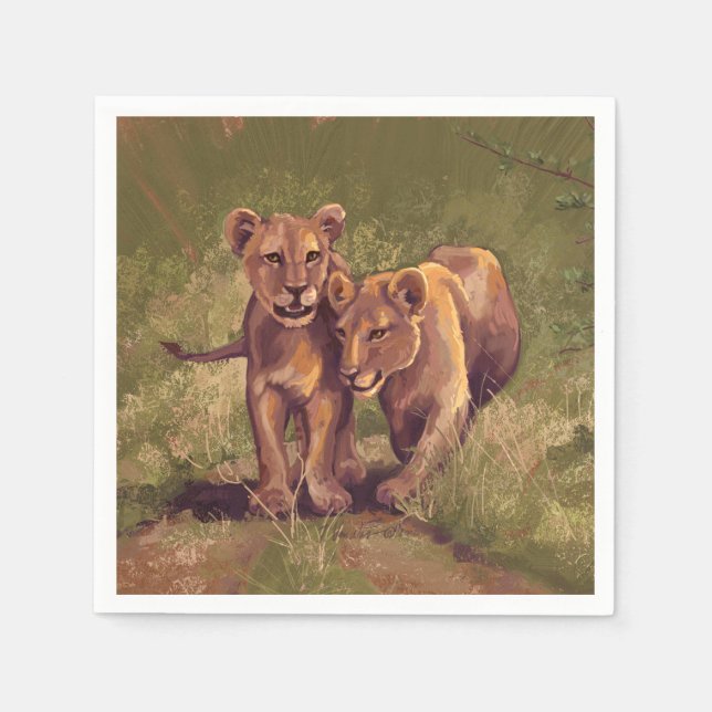 Serviettes En Papier Lion Cubs (Devant)
