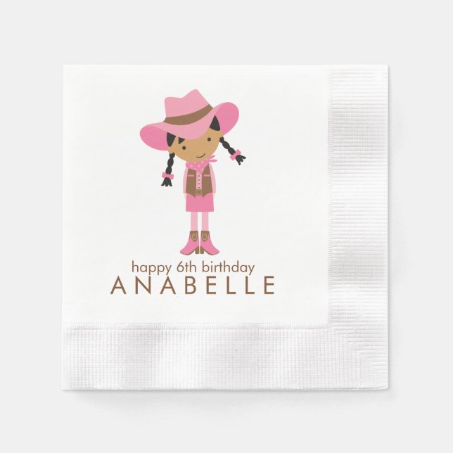 Serviettes En Papier Little Cowgirl Western fête d'anniversaire (Devant)