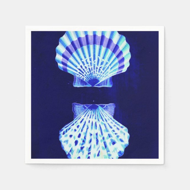 Serviettes En Papier littoral chic plage rustique nautique bleu coquill (Devant)