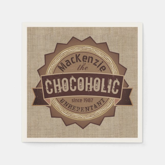 Serviettes En Papier Logo Brown de l'insigne Lover Chocolate Chocoholic (Devant)