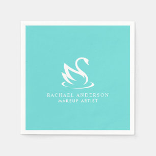 Serviettes En Papier Logo minimaliste de cygne blanc sur Robin Oeuf Ble