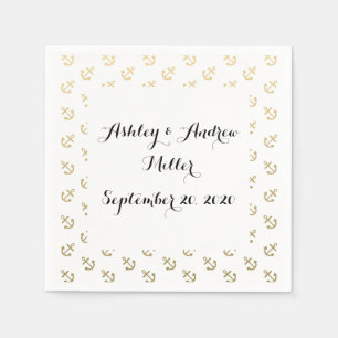 Serviettes En Papier L'or ancre le motif blanc d'arrière - plan