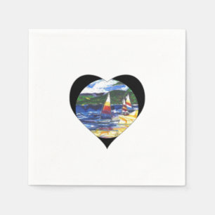 Serviettes En Papier Love Heart Sail Bateaux Papier Napkins