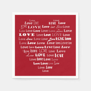Serviettes En Papier Love Heart Word
