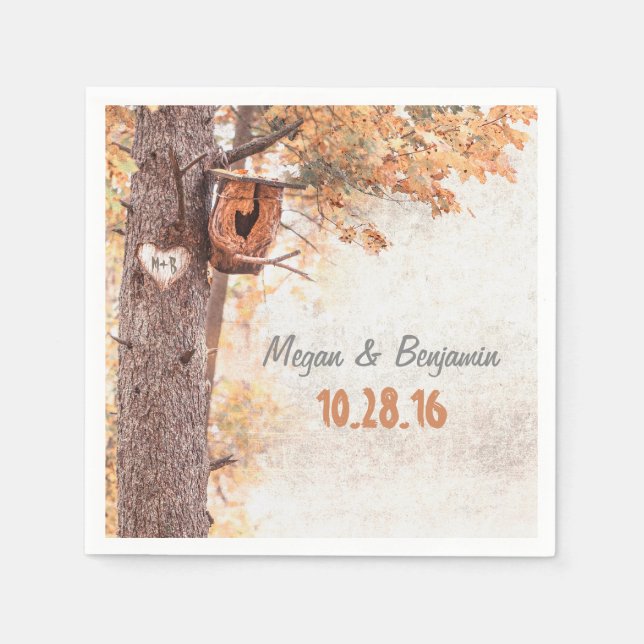 Serviettes En Papier Love Tree Rustic Mariage de automne (Devant)
