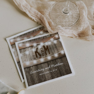 Serviettes En Papier Lumières de mariage rustiques de campagne en guirl