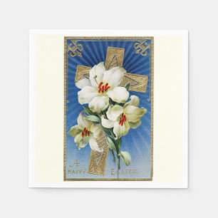 Serviettes En Papier Lys et Croix vintages de Pâques