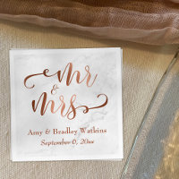 "M. et Mme" Faux script cuivré sur marbre blanc