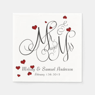 Serviettes En Papier M. et Mme. | Ruby Heart Confetti Napkins
