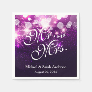 Serviettes En Papier M. et Mme Trendy Purple Parties scintillant Mariag