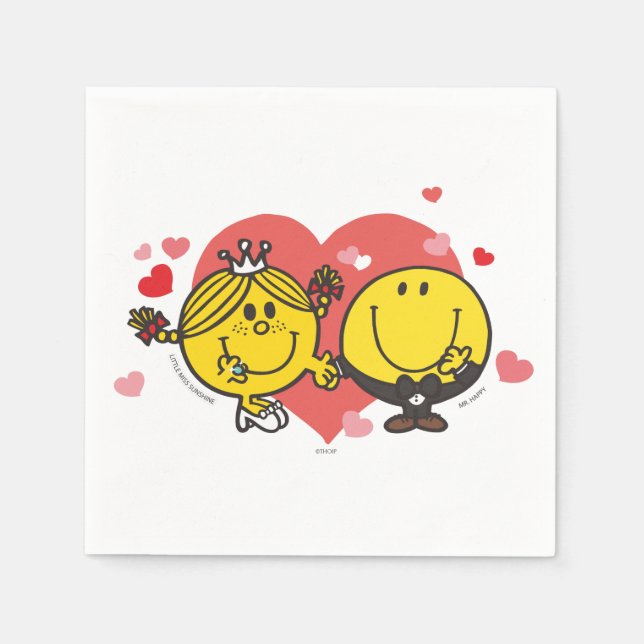 Serviettes En Papier M. Men Little Miss Mariage Heureux Sunshine (Devant)