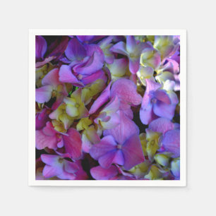 Serviettes En Papier Magenta Purple bleu jaune Hydrangeas fleurs