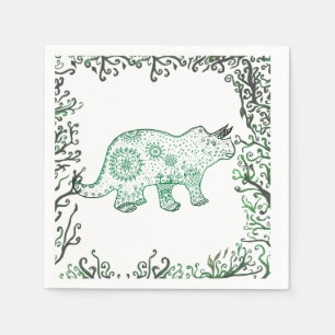 Serviettes en papier Mandala Dinosaure
