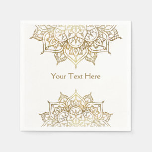 Serviettes En Papier Mandala doré Blanc Chic Moderne Glamour Soirée