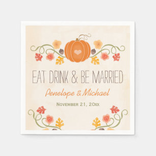 Serviettes En Papier Manger Boire Soyez Marié Citrouille Mariage de aut