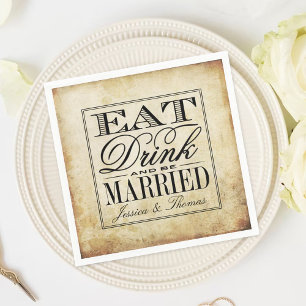 Serviettes En Papier Mangez, buvez et soyez marié Mariage Vintage