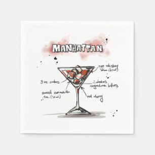 Serviettes En Papier Manhattan Drink Recette Cocktail Napkin