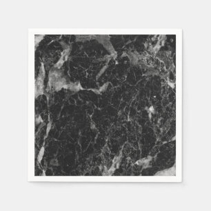 Serviettes En Papier Marbre Noir Blanc Et Argent Moderne Glam