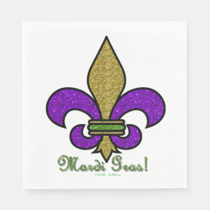 Serviettes En Papier Mardi Gras Fleur De Lis Coloré