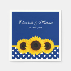 Serviettes En Papier Mariage à points Polka bleu blanc Sunflower