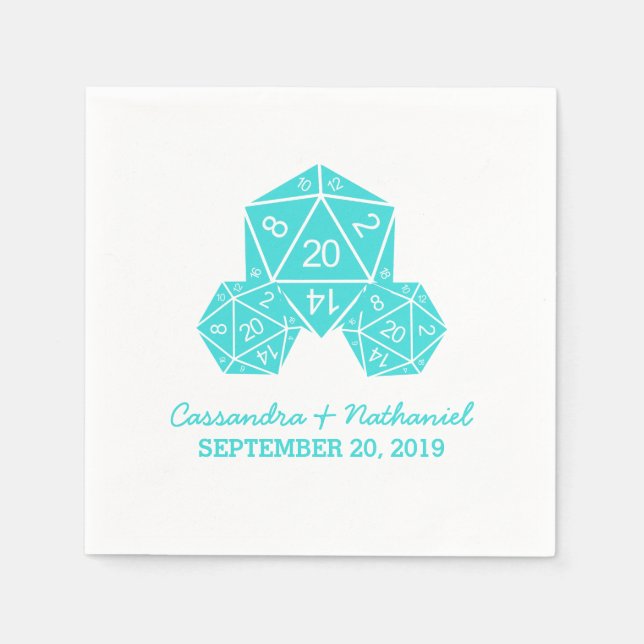 Serviettes En Papier Mariage Aqua D20 Dice (Devant)