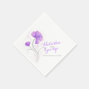 Serviettes En Papier Mariage aquarelle fleur sauvage papier violet serv