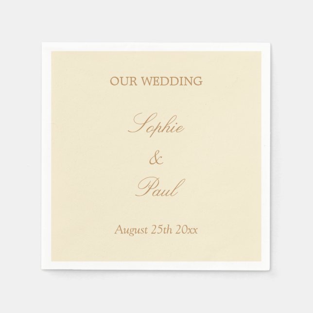 Serviettes en papier Mariage beige crème (Devant)